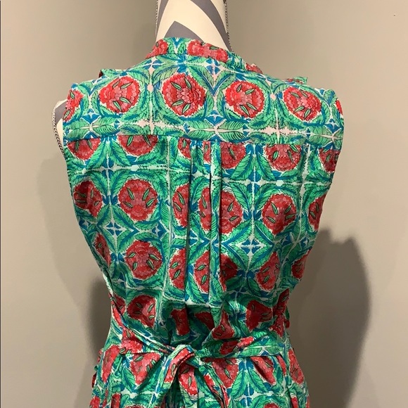 Banjanan Green Floral Sleeveless Maxi Dress Large - Picture 8 of 8